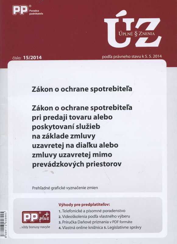 UZZ 15/2014 Zákon o ochrane spotrebiteľa