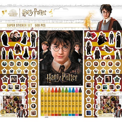 Samolepkový set s maľovankami a voskovkami 500 ks Harry Potter
