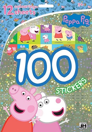 100 samolepiek s maľovankovými listami Prasiatko Peppa