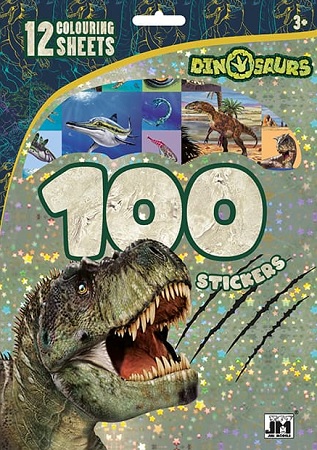 100 samolepiek s maľovankovými listami Dinosaury