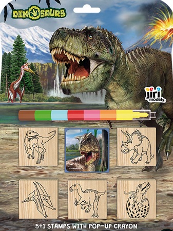 Pečiatky 5 + 1 s voskovkou Dinosaury
