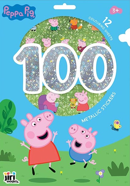 100 metalických samolepiek s maľovankovými listami Peppa