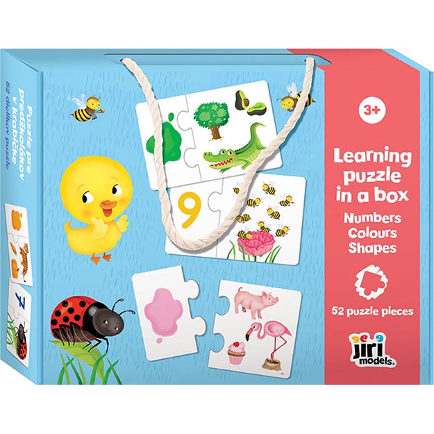 Puzzle pre predškolákov v škatuľke Čísla, farby, tvary
